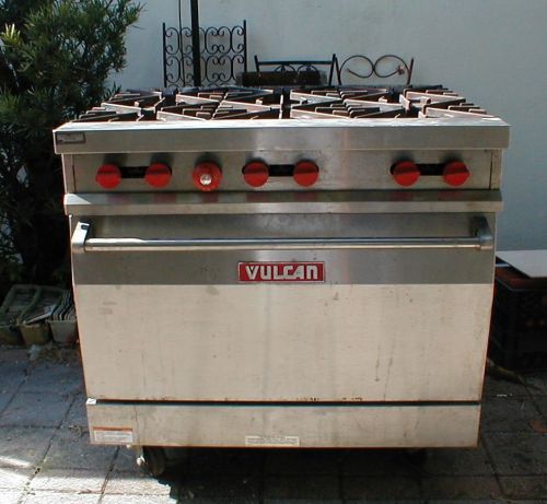 VULCAN COMMERCIAL GAS RANGE STOVE 6 BURNER SINGLE OVEN USED 36&#034; WIDE