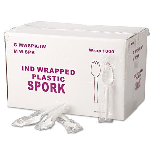 Gen individually wrapped mediumweight plastic sporks - genmwspkiw for sale