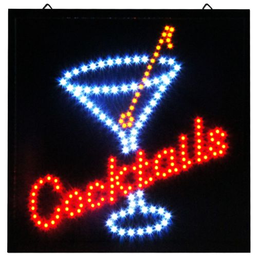 Cocktails animated LED open Display Bar Sign Martini Glass beer Club neon Pub