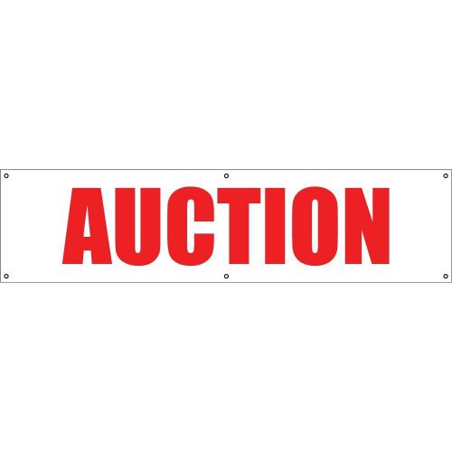 18&#034; x 72&#034; AUCTION Banner Sign store business shop 18 x 72 retail antique sale