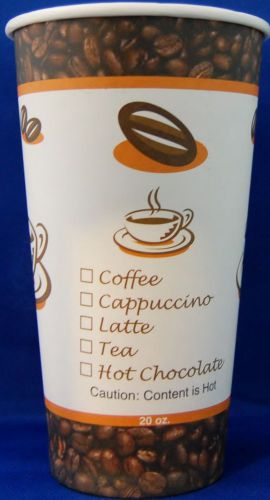 150 Disposable paper Hot Drinks cups Tea &amp; Coffee &amp; Espresso 20oz w/ dome lids