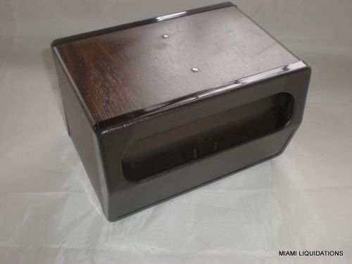 Traex 5515-12 napkin dispenser holds 90 folded napkins 2 sided walnut holder for sale