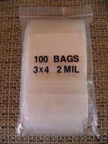 PLASTIC BAG 3x4 zip lock white block small poly 100
