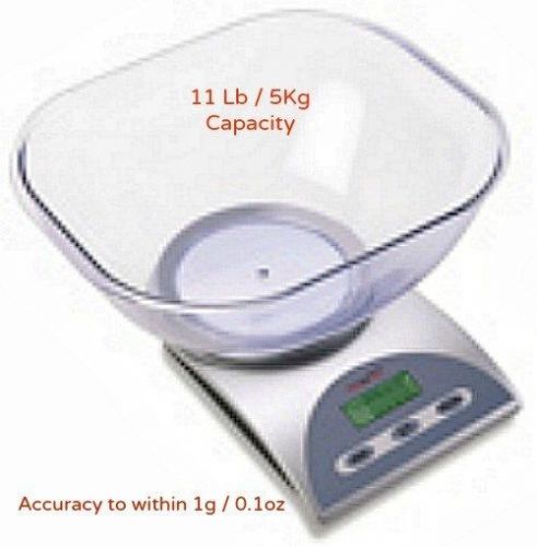 Digiweigh DW-83 Clear Bowl Diet Postal Kitchen Scale 11lb 5kg 1g 0.1oz Jewelry