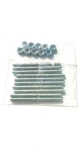 HANGER BOLT ZINC PLATED STEEL 1/4-20 X 1/4&#034; X 3&#034; L. &amp; 1/4&#034;-20 Zinc Nut OF 10pcs