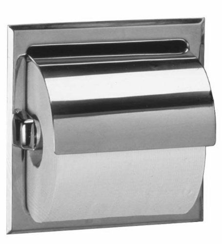 Bobrick 6697 Stainless Steel Recessed Toilet Tissue Dispenser with Hood and Moun