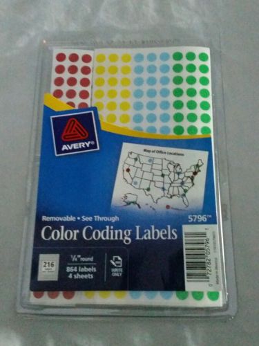 Avery See-Through Removable Color Dots, 1/4&#034; diameter, Assorted Colors, 864 Pack