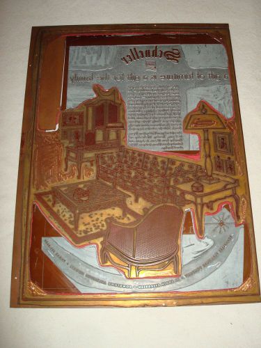 Vintage large full ad copper printing plate furniture store for sale