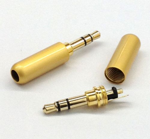 3.5mm 3 Pole Male Repair headphone Jack Plug Metal Audio Soldering &amp; Gold cover