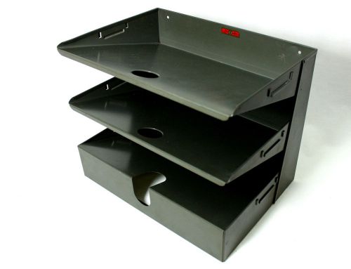 Old industrial/military-grade letter paper file desktop 3-tray organizer toronto for sale