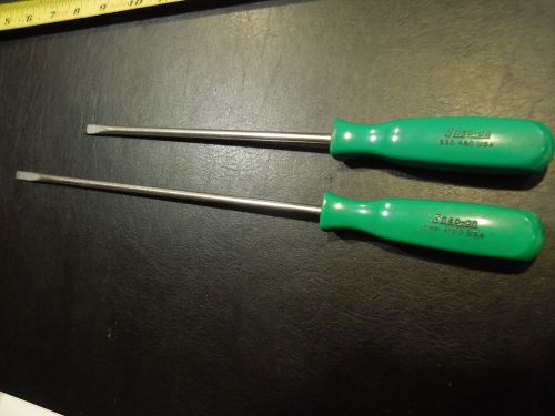 Vintage Green Contour Snap on Tools 2pc Screwdrivers Used