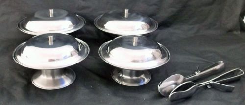 Himark stainless steel 18/10 korea oriental covered serving bowls/lids+tongs ec for sale