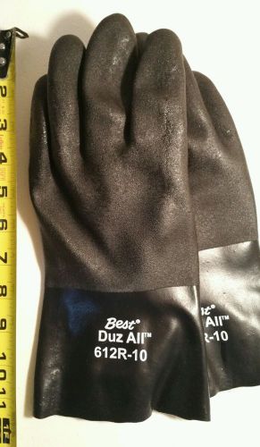 OIL FIELD GLOVES 612R-10 DUZ-ALL CHEMICAL RESISTANT WATER PROOF GLOVES PVC LARGE
