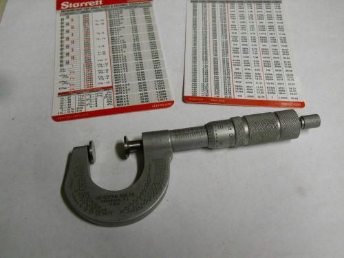 Central Tool 1&#034; Disc-Type Micrometer used  w/2 Starrett Pocket charts