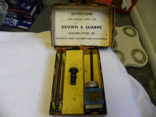 Brown &amp; sharpe magnicator jr. magnetic dial indicator holder base stand in box for sale