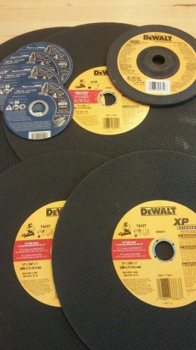 Cut off wheels various sizes  lot of 9 pieces FREE Shipping. Dewalt wheels