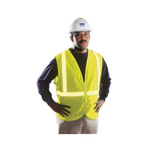 ANSI/ISEA 107 Compliant Vests - large hi-viz lime zippered vest 100% polyester