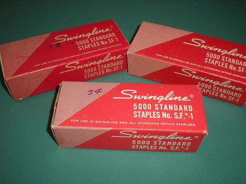 3 BOXES VINTAGE SWINGLINE 5000 STANDARD STAPLES NO S F 1 STANDARD SIZE STAPLER