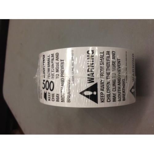 2&#034; x 2&#034; Suffocation Warning Peel and Stick Labels (1 Roll of 500 Labels) New