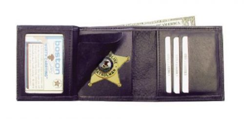 Boston Leather Tri-Fold Badge Case 6 Card Slot Wallet fits Blackinton 375-S-5004