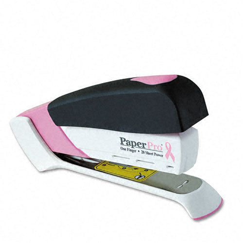 PaperPro Pink Ribbon Desktop Stapler Breast Cancer Awareness 20 Sheet Cap. White