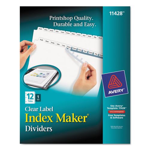 Index Maker Clear Label Dividers, 12-Tab, Letter, White