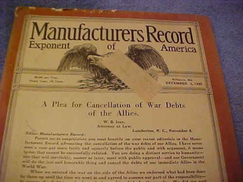 MANUFACTURERS RECORD EXPONENT OF AMERICA DEC.3,1925 MAGAZINE  203 PAGES