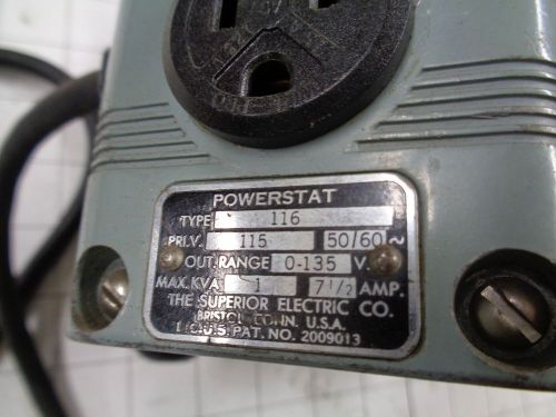 THE SUPERIOR ELECTRIC CO POWERSTAT TYPE 116