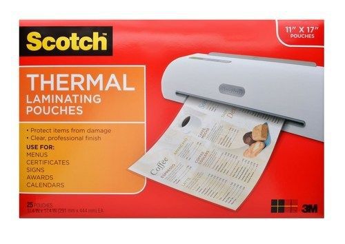 Scotch 11.45 x 17.48 Inches Laminating Sheets, 25 Pouches (TP3856-25)
