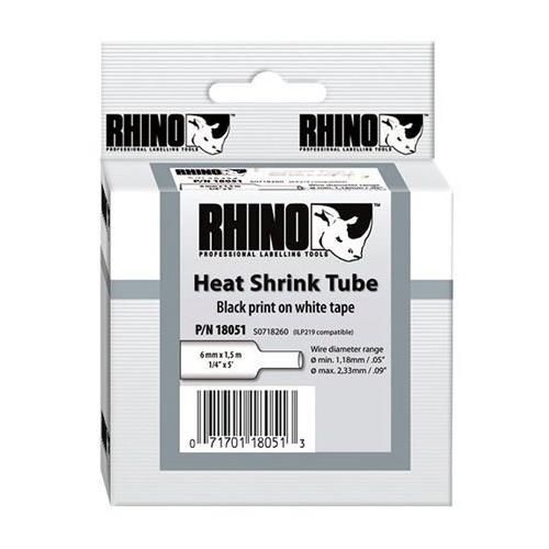Dymo rhino 1/4&#034; heat shrink tubes, 5&#039; roll, white #18051 for sale