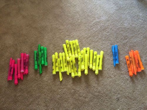 Lot of 44 Sharpie Highlighters - Mixed Colors and Sizes
