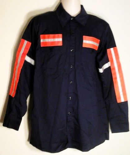 HIGH VISIBILITY reflective SAFETY 100% cotton L blue SHIRT night worker VALUE