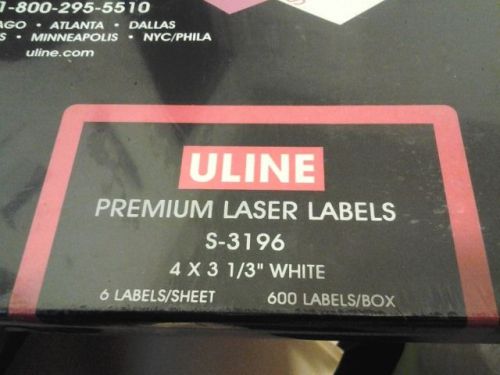 Uline Premium Laser Labels 4&#034; x 3 1/3&#034;, 600 labels, 100 Sheets - S-3196