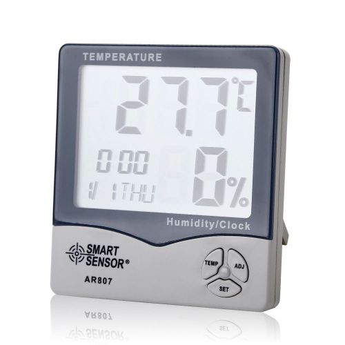 Digital LCD Thermometer Hygrometer Clock Temperature Humidity Sensor Meter Gauge