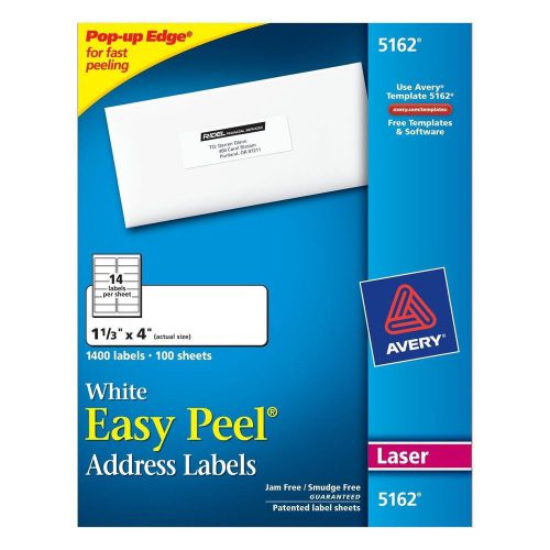 Avery Easy Peel Mailing Labels for Laser Printers, 1.33 x 4 Inches, 14-Up, Wh...