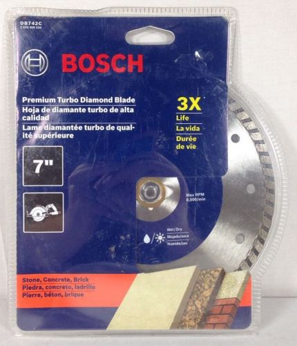 Bosch 7-inch Premium Turbo Rim Diamond Saw Blade 8,500 RPM DB742C