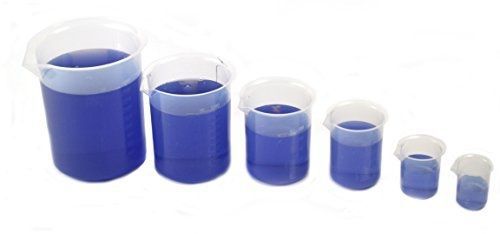 Eisco eisco labs beaker set - polypropylene - set of 6 - 50, 100, 250, 500, for sale