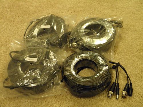 New CCTV video and power cable, 100 ft, BNC to BNC end, 4 pcs pack