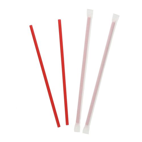 Cibowares 10.25&#034; individually wrapped giant red straws, case of 1,200, st72260w for sale