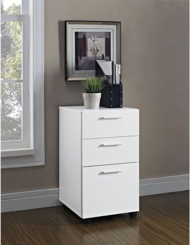 Contemporary White Wood Mobile Storage File Organizer Home Office Furniture