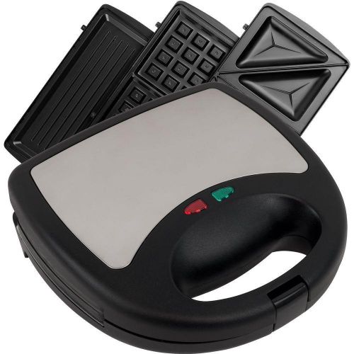 Chef Buddy 3-in-1 Sandwich Panini And Waffle Press Ready To Cook Indicator Light