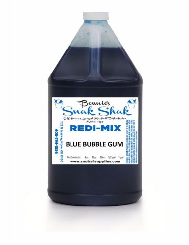 Snow Cone Syrup BLUE BUBBLE GUM Flavor. 1 GALLON JUG Buy Direct Licensed MFG