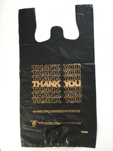 BLACK 1/6 T-Shirt Thank You Plastic Grocery Store Shopping Carry Out Bag 100pic