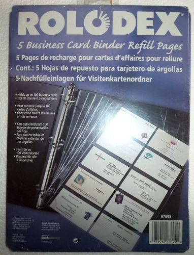 5 Rolodex Business Card Binder REFILL PAGES, New, Holds up to 100 Business Cards