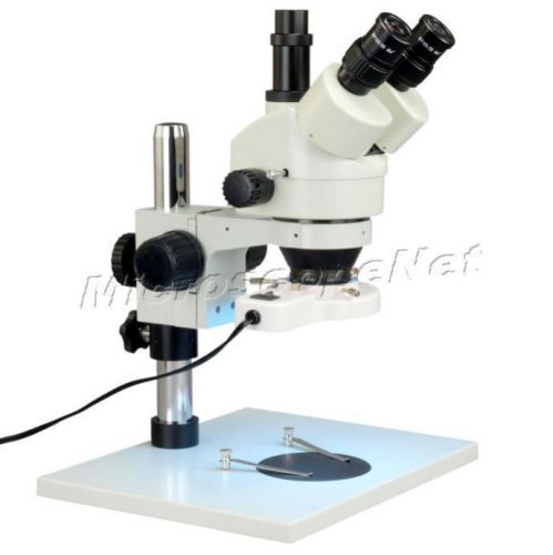 7-45x zoom trinocular stereo microscope+8w fluorescent ring light for inspection for sale