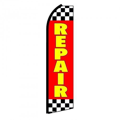 Repair Red Sign Checker Swooper flag 15&#039; Feather Banner made in USA (one)