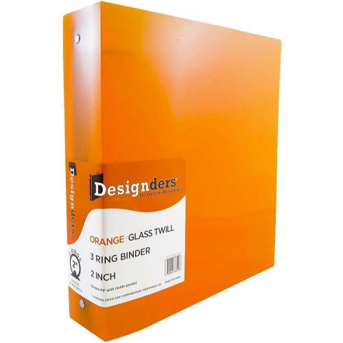 JAM Paper Designders - Plastic 3 Ring Binder - 2 Inch Width - Orange - Sold I...