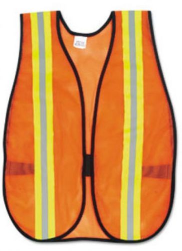 MCR Washable Mesh Work Safety Vest Reflective Visibility Hi-Vis Strips Orange