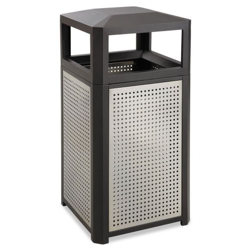Safco Products 9932BL Evos Steel Waste Receptacle Side Open Indoor Outdoor 15...