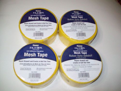 4 rolls  fiberglass mesh tape , drywall adhesive tape, 2&#034; x 150 ft. new &amp; sealed for sale